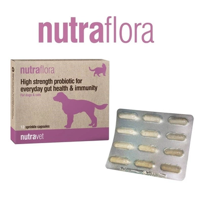 NUTRAVET Nutraflora For Dogs & Cats 12 capsule - Probiotic de mare putere pentru a susține sănătatea zilnică a intestinului și a sistemului imunitar